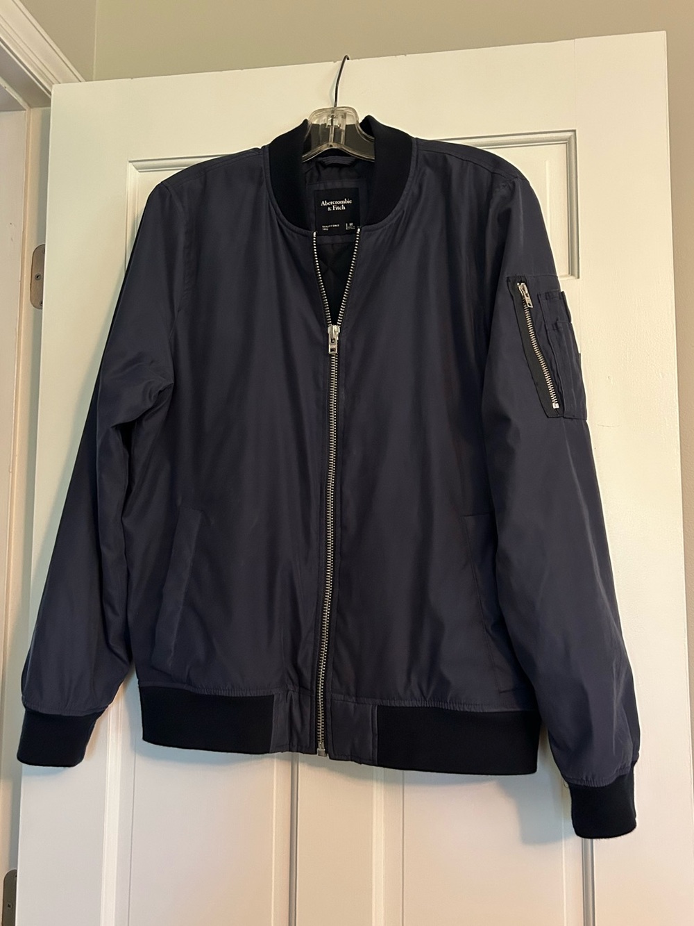 Abercrombie & Fitch Mens Lined Bomber Jacket Navy Blue Medium